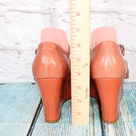 Cole Haan Peach Leather Ankle Strap Open Toe Wedge Platform Sandals 9 B - Picture 6 of 7